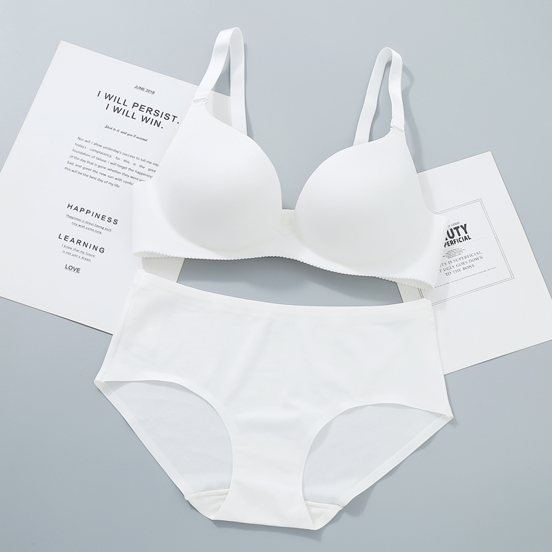 White lingerie women's small breasts gather no steel ring bra thick and thin sexy collection breasts big breasts small underwear set