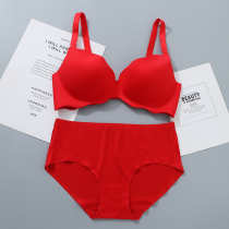 Red lingerie suit Benny year women feel small breasts gathered without steel ring bra bra cover thin collection of breast proof sagging