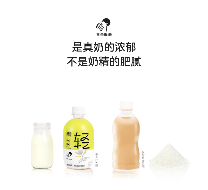 喜茶 轻乳茶低糖牛乳茶 350ml*15瓶 图1