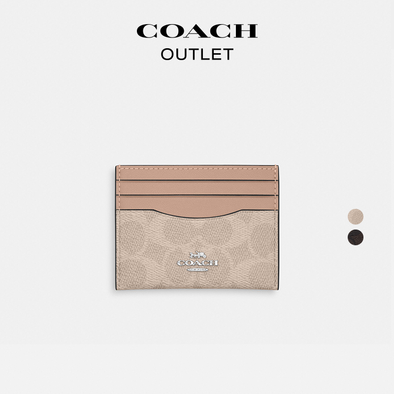 COACH Outlet Women's Classic Logo Monogram Slim Id Card Holder Portable