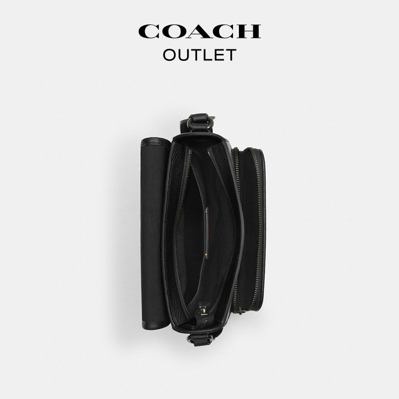 [New Year's Gift] Coach/Coach Outlet Men's Presbyopic Sullivan Black Flip-Top Shoulder Crossbody Bag