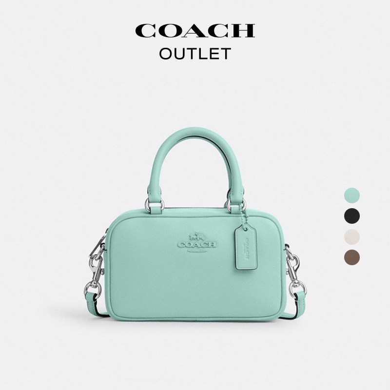 [New Year's Gift] COACH Outlet Women's Cow Leather Satchel Small Square Bag Handbag Crossbody Bag