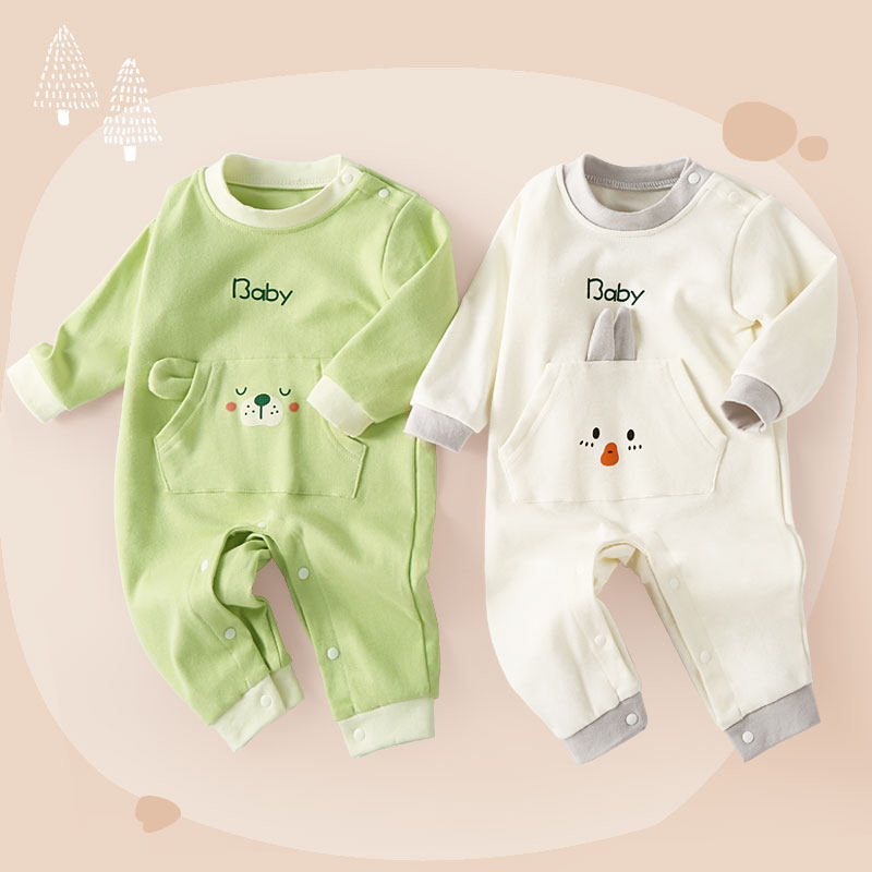 Newborn baby jumpsuit spring and autumn infant baby long-sleeved romper cute cotton romper bottoming clothes super cute