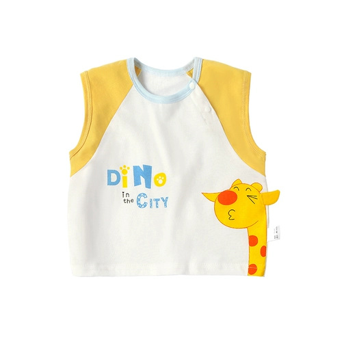 Летняя хлопковая летняя одежда, тонкий жилет, детский мультяшный милый базовый комбинезон подходит для мужчин и женщин без рукавов, в западном стиле