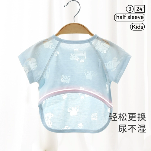 Летний детский тонкий комбинезон для новорожденных, короткий рукав, 0-3 мес.