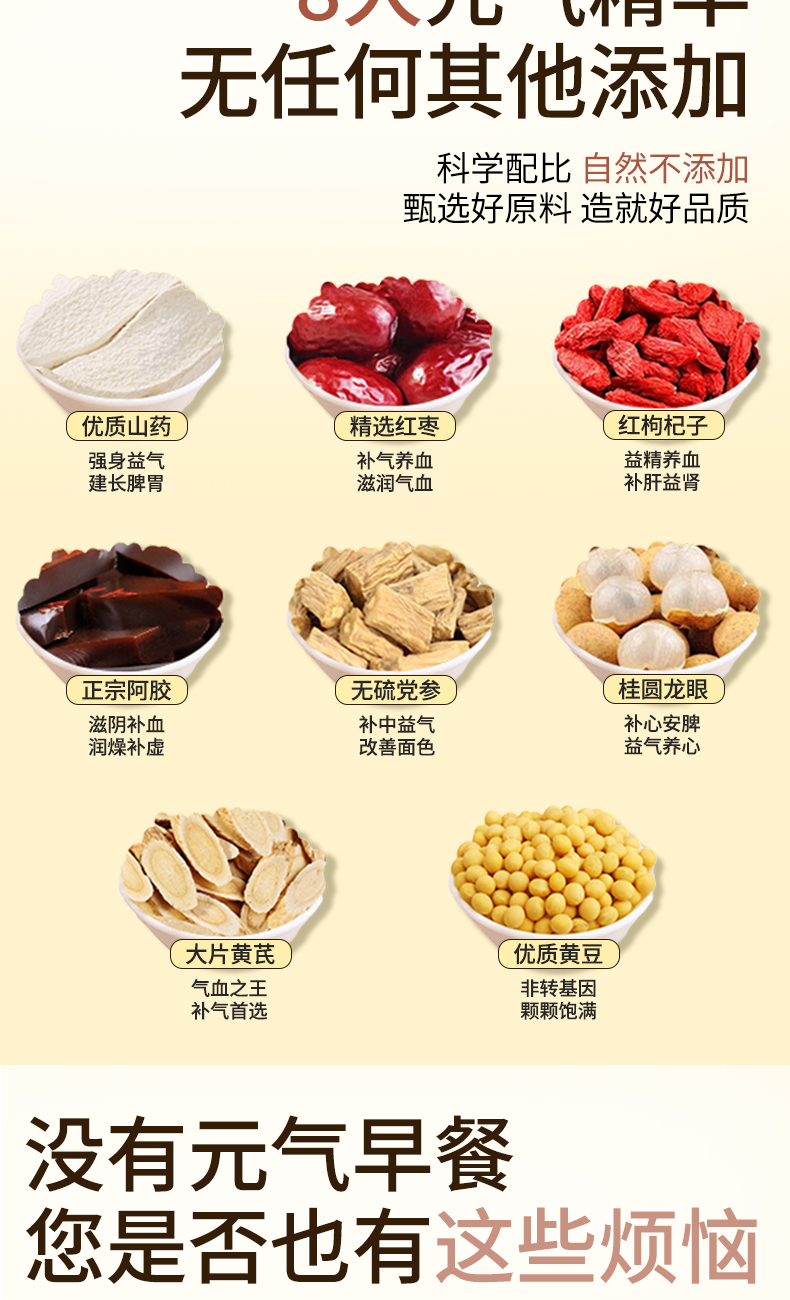 【中國直郵】 養益君 黃耆當歸黨參豆漿粉 低脂無添加無糖紅棗燕窩銀耳純 250g