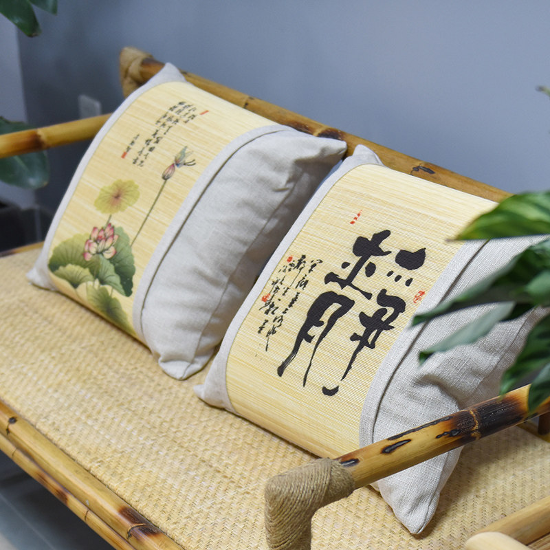 Bamboo Pillow sofa cushion office pillow bedside backrest waist cushion linen pillow custom