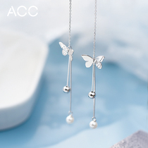 ACC Butterfly Ear Line Pure Silver Female Super Fairy long style stream Souring Earrings 2022 New wave Niche Temperament Earrings Summer