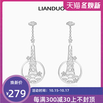 LIANDU Love Duo Tokyo Tower Earrings Female 925 Sterling Silver Women Long model for Round Face Earrings Travel Series