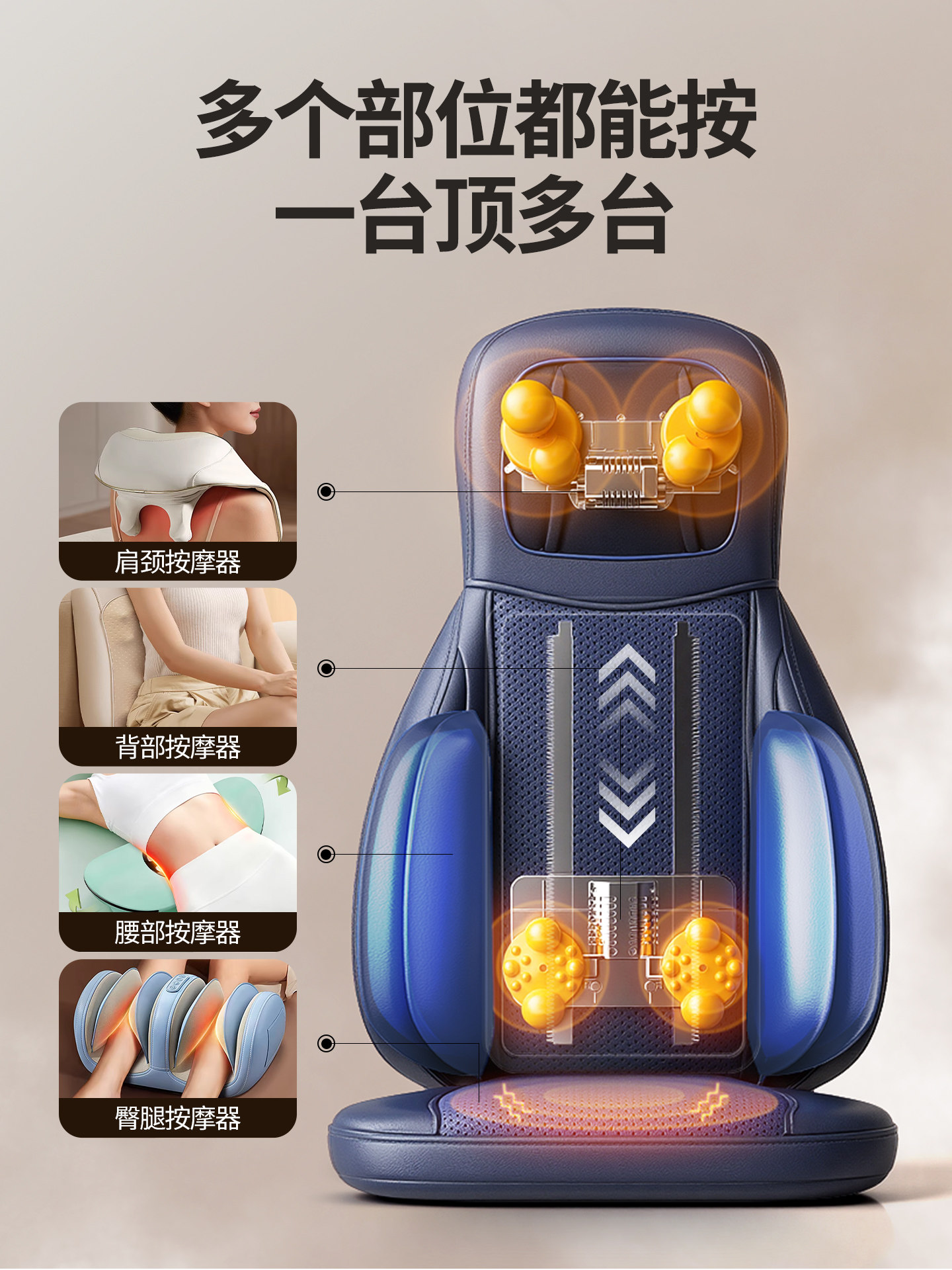 Oaks Massager for Cervical Spine, Back, Waist, and Whole Body, Automatic Multi-Functional Cushion for Kneading the Back and Unblocking Meridians