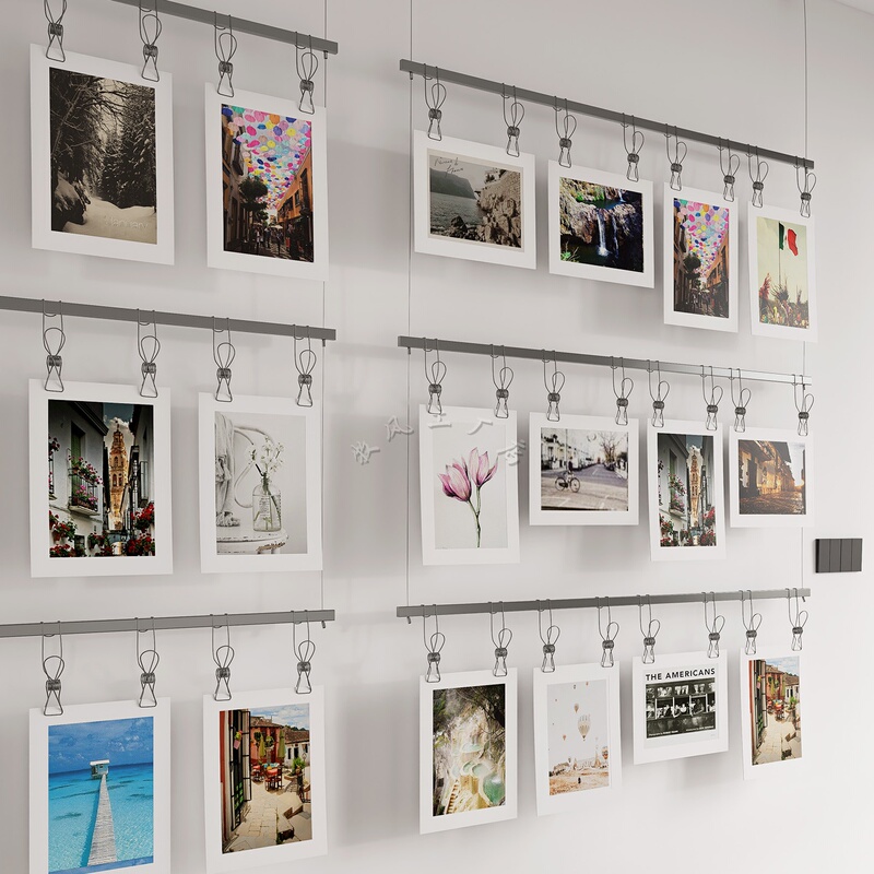Ins-Style High-End Hanging Photo Display Wall Commercial Sales Office Artwork Display Rack Wall-Mounted Photo Frame Rail
