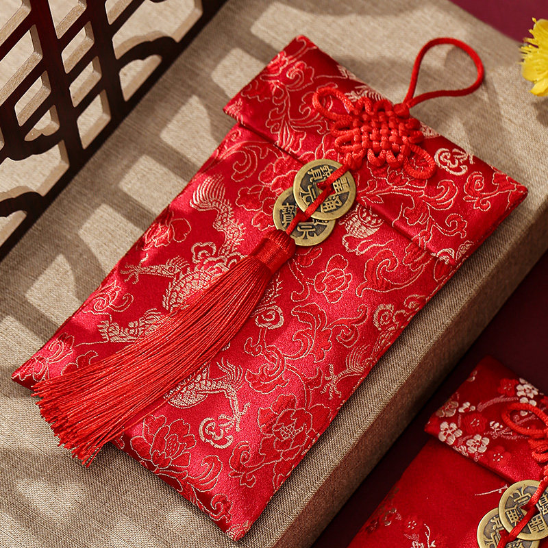 The new knot wedding with the gift cloth art is a seal change fee red packet bag red packet wedding toast with tea personality creative red envelope