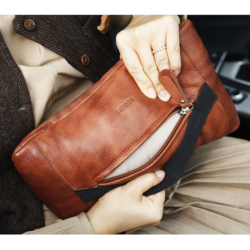 Mountain knock sainkho leather car headrest head layer leather soft neck pillow high-grade small pillow car waist holding men and women