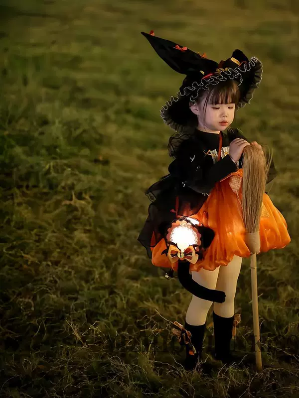 vô diện halloween Halloween bé gái trang phục mùa thu đông 2023 trẻ em mới lolita bé phù thủy cosplay váy ngày halloween 2022