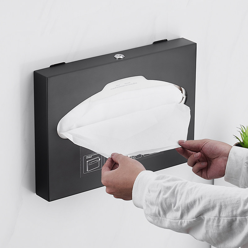 Black Stainless Steel Disposable Toilet Sitting Toilet Paper Box Dressing Room Cushion Paper Rack Toilet Seat Toilet Paper Towel Rack