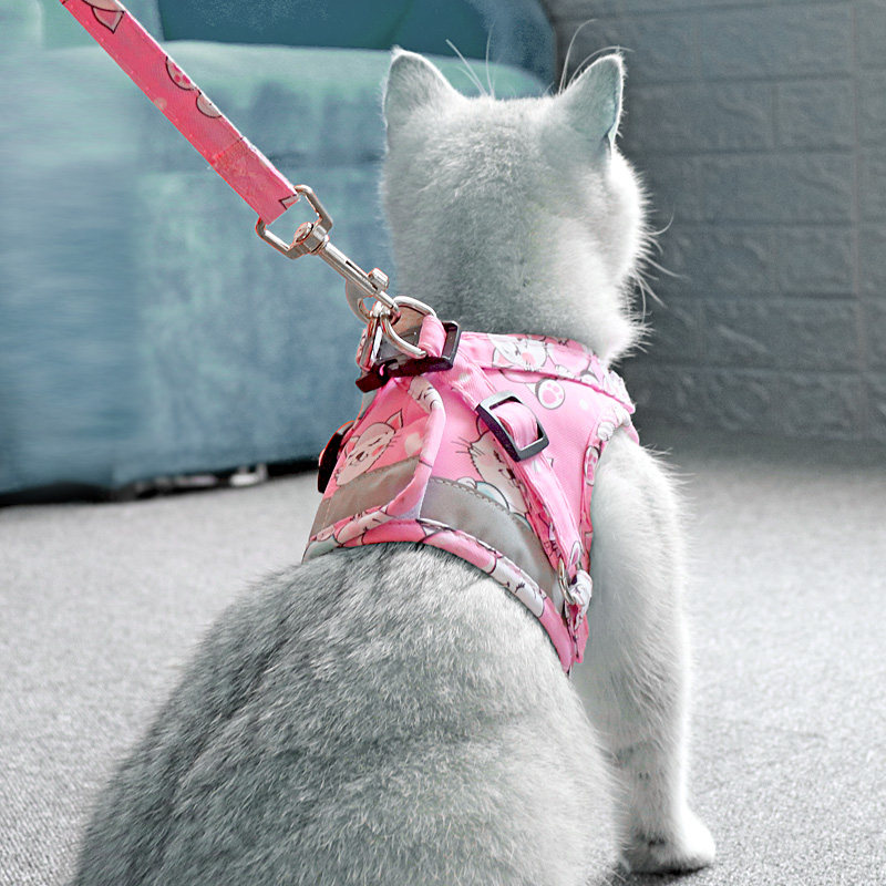 Cat leash anti-breakaway vest style out walking cat rope cute English short puppet special cat chain chest strap