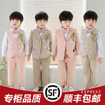 Boys suit handsome British babys first birthday dress autumn and winter velvet host performance flower girl suit