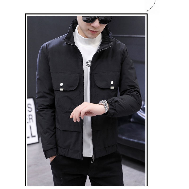 Haomu 2020 Autumn Winter Men's Fashion Stand Handsome Gas Pocket Pattern Thickened Jacket Jacket