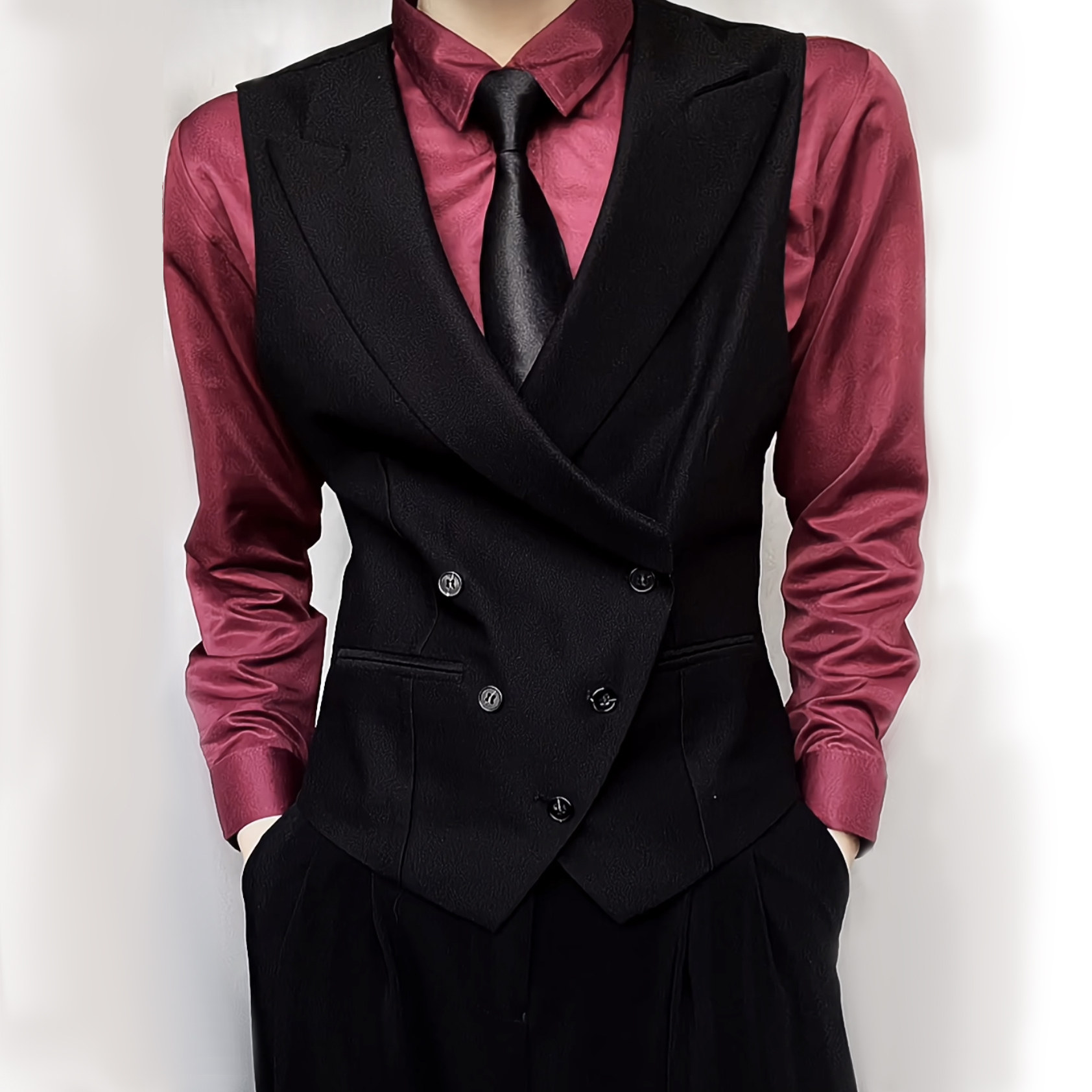 British college style DK uniform, suit vest, black vest underneath, cool and stylish, slim fit, casual and unisex, versatile for spring and summer.