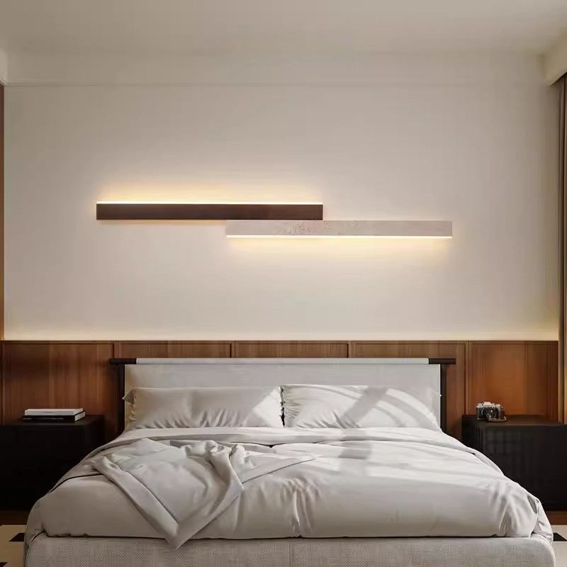 Vintage Minimalist Modern Led Strip Wall Lamp Made of Yellow Travertine Stone for Bedroom, Living Room, Hallway, Creating a Sense of Atmosphere Vintage Minimalist Modern Led Strip Wall Lamp Made of Yellow Travertine Stone for Bedroom, Living Room, Hallway, Creating a Sense of Atmosphere