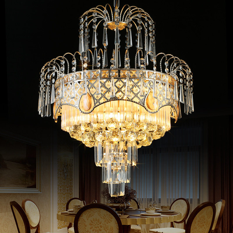 Modern atmospheric living room crystal chandelier restaurant chandelier hotel club engineering tooling golden round chandelier
