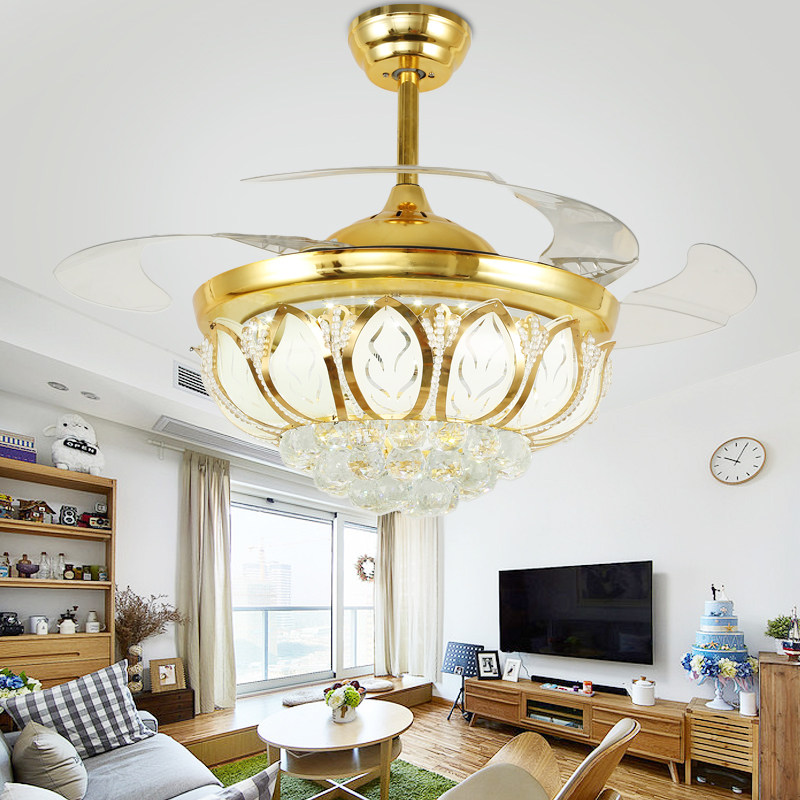 Invisible Ceiling Fan Lamp Fan Lamp Living Room Restaurant Home Simple Modern Fan Chandelier Lamp with Fan and Light