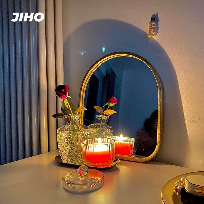 Nordic golden mirror arched creative wrought iron bathroom vanity mirror clothing store window net red makeup mirror ins