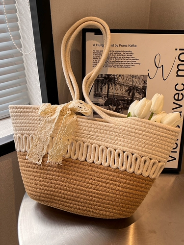 Вместительная и большая летняя модная пляжная плетеная портативная сумка на одно плечо