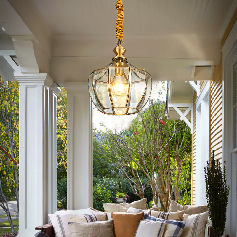 All copper outdoor chandelier home villa garden waterproof aisle porch grape rack pavilion super bright led garden light