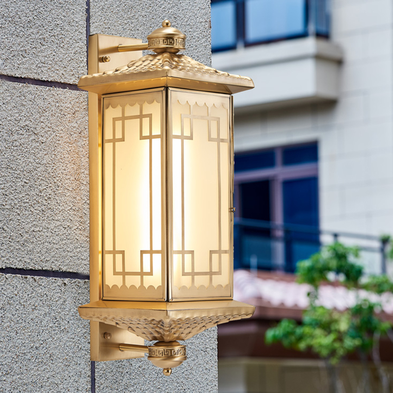 All copper outdoor wall light home villa garden balcony light outdoor Chinese simple led super bright gate garden light