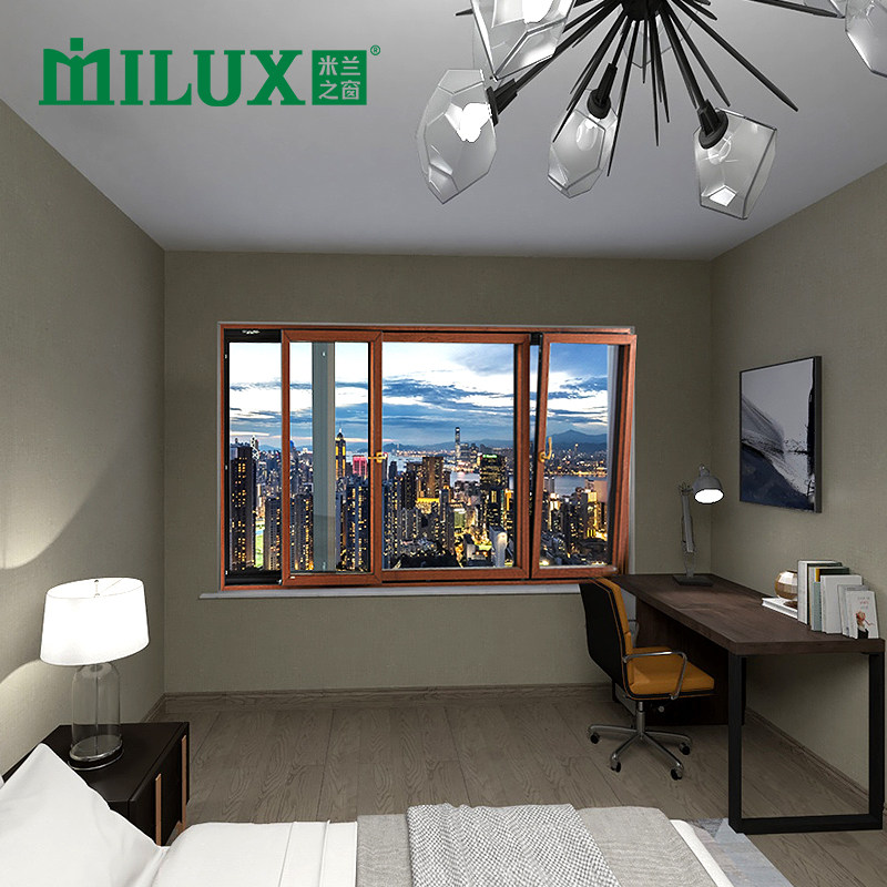 Window of Milan MILUX96 system aluminum-clad wood inverted translation window broken bridge aluminum anti-theft doors and windows customized oak windows