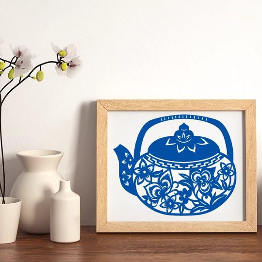 Chinese style blue and white porcelain paper-cutting material wrapping pattern special professional rice paper children's handmade flowers and plants window flowers art paper-cutting handmade paper-cutting pattern material