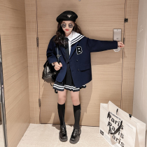 Girl Suit Spring Dress 2023 New Trendy Net Red Ocean Gas Girl CUHK Boy Spring Autumn Season College Wind Three Sets