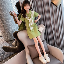 Girls polo Liandress Summer dress 2023 new net red Grand Scout children Fried Street Summer Skirt Tide ten-year-old