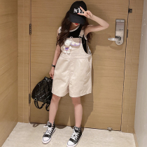 Girl Back Belt Pants Summer Clothing Suit 2023 New CUHK Scout Summer Children Fried Street Pants Shorts Summer