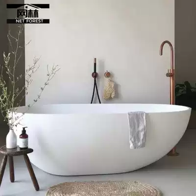Modern minimalist hotel bed and breakfast villa household powder room one-piece Qimei stone artificial stone net red bathtub