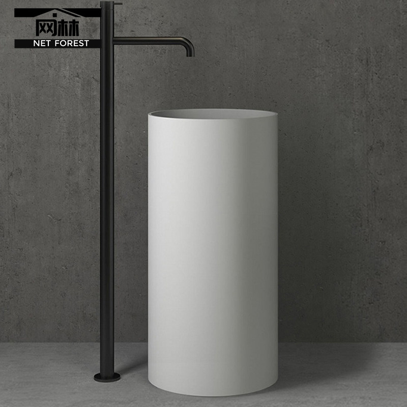 Netforest artificial stone round column wash basin engineering cosmetic room floor-type one basin customization