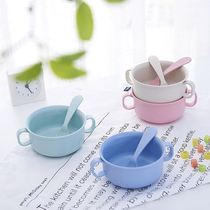 Microwave oven special bowl with handle drop home cute cartoon heat insulation child eating baby supplementary food children Bowl