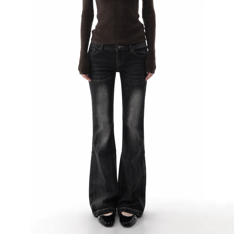My Fairy |   My-512 | 12.2 oz Millennium Black Cow~ Low-Rise Spicy Girl Y2K Flared Jeans for Women