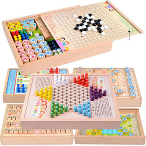 飞行棋儿童跳棋五子棋木制多功能游戏棋象棋斗兽成年学生益智玩具