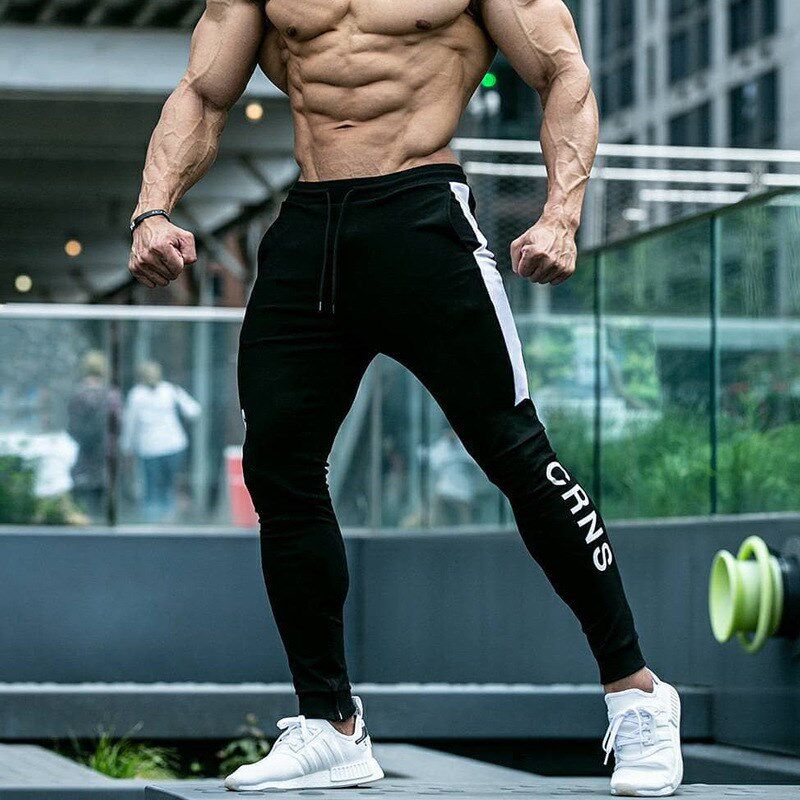 Muscle trendy brand autumn and winter sports pants male brother fitness trousers casual tight zipper beam mouth small foot guard pants
