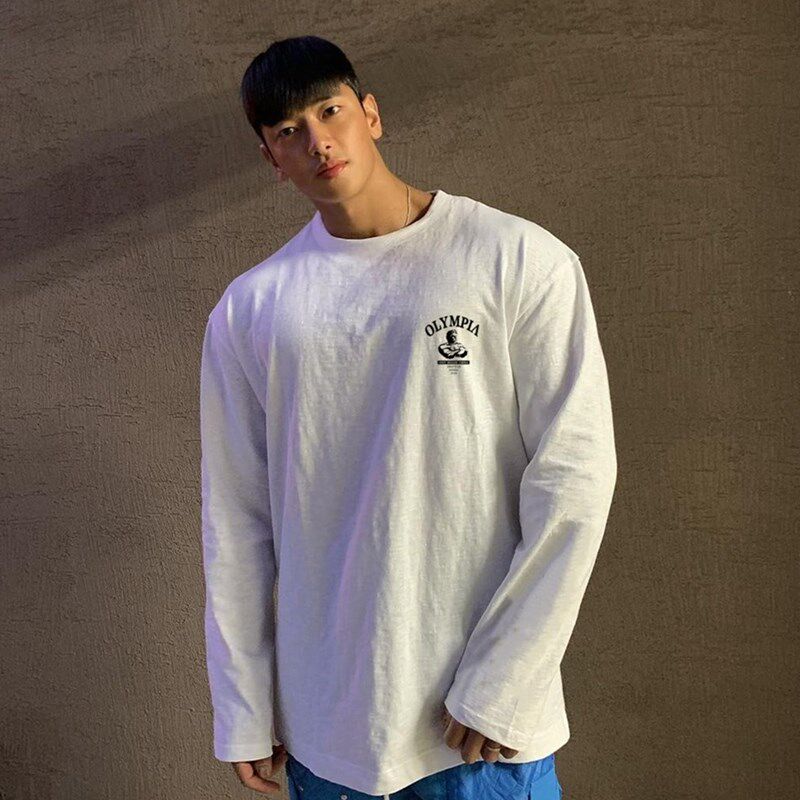 Muscle Olympiad net red autumn sports T-shirt male brother fitness long-sleeved training clothes casual loose large size top