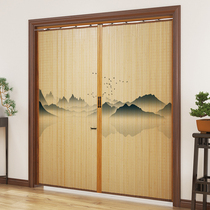 Simple folding door sliding bamboo curtain printing sliding door household air-conditioning partition curtain China and Japan hotel custom box screen