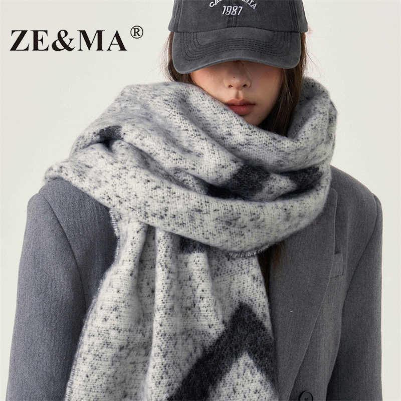 ZE&MA Women's Scarf 2027 New Winter Korean Style, Light Luxury, High-End, Warm and Thick Neck Warmer