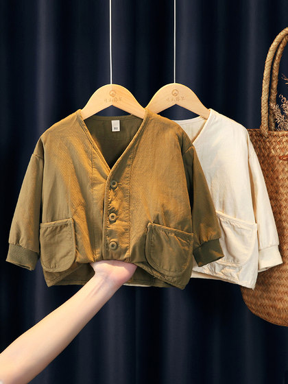 宝宝外套春秋季2025新款男童洋气纯棉上衣女婴儿休闲短款儿童开衫