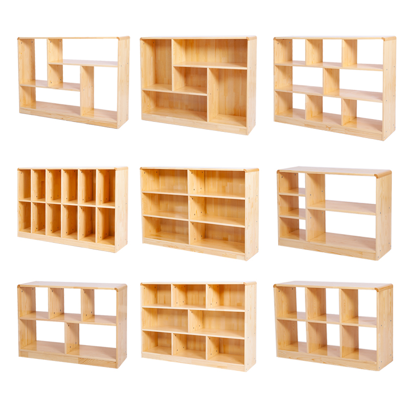 Kindergarten cabinet children's toy storage shelf solid wood picture book Montessel storage cabinet bookshelf multi-layer corner storage cabinet