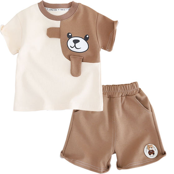 
Boys summer suit handsome children's fashionable 2025 new baby boy summer short-sleeved children's sports children's clothing trend