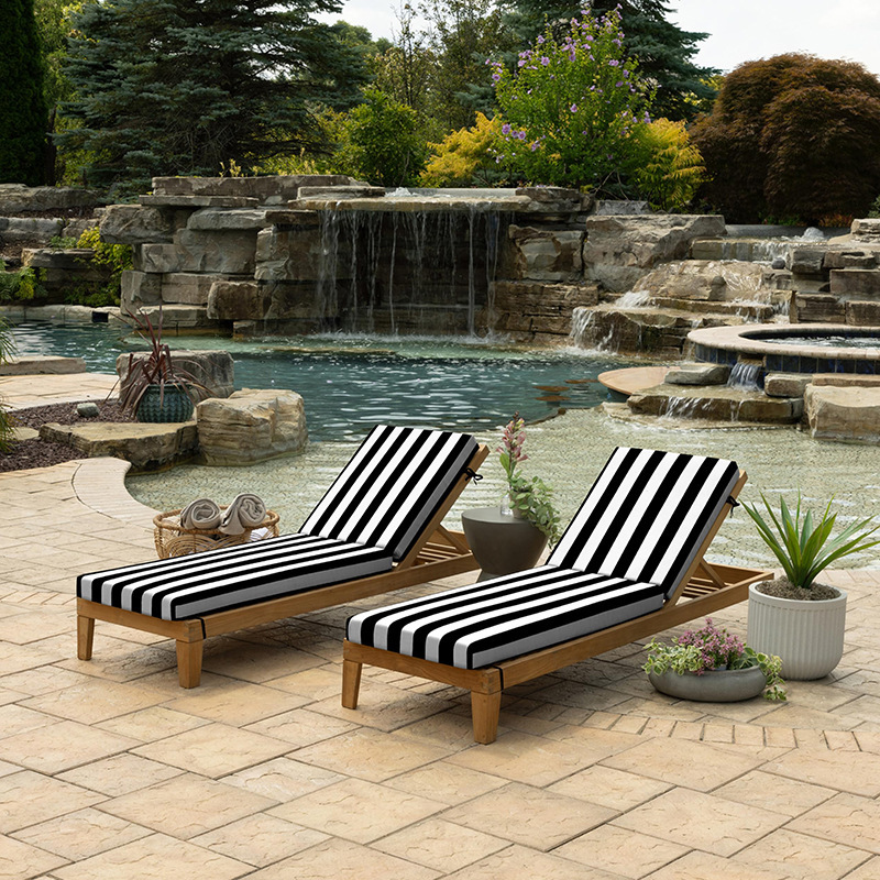 Waterproof and Sun-Resistant Striped Cushion for Outdoor Beach Lounge Chairs, Foldable Leisure Cushion with High Resilience Sponge That Won'T Collapse after Long Sitting Waterproof and Sun-Resistant Striped Cushion for Outdoor Beach Lounge Chairs, Foldable Leisure Cushion with High Resilience Sponge That Won'T Collapse after Long Sitting