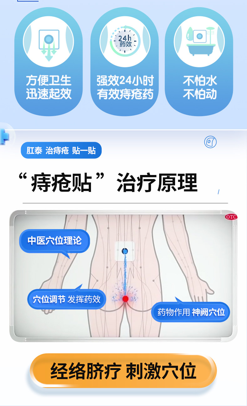 荣昌 肛泰痔疮贴 内痔愈贴外痔混合痔便血肿胀肉球肚脐贴痔疮药 4片/盒