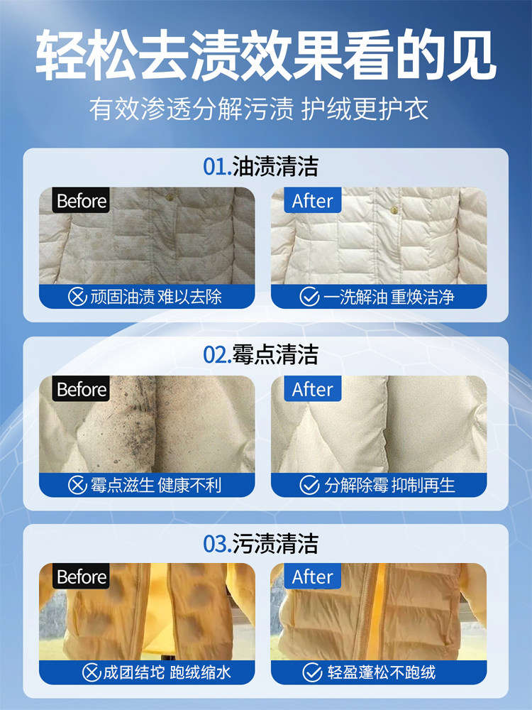 Down Jacket Cloud-Like Fluffy Detergent Washing Machine Cleaner Dry Cleaning Special Laundry Detergent Stain Remover Magic Tool